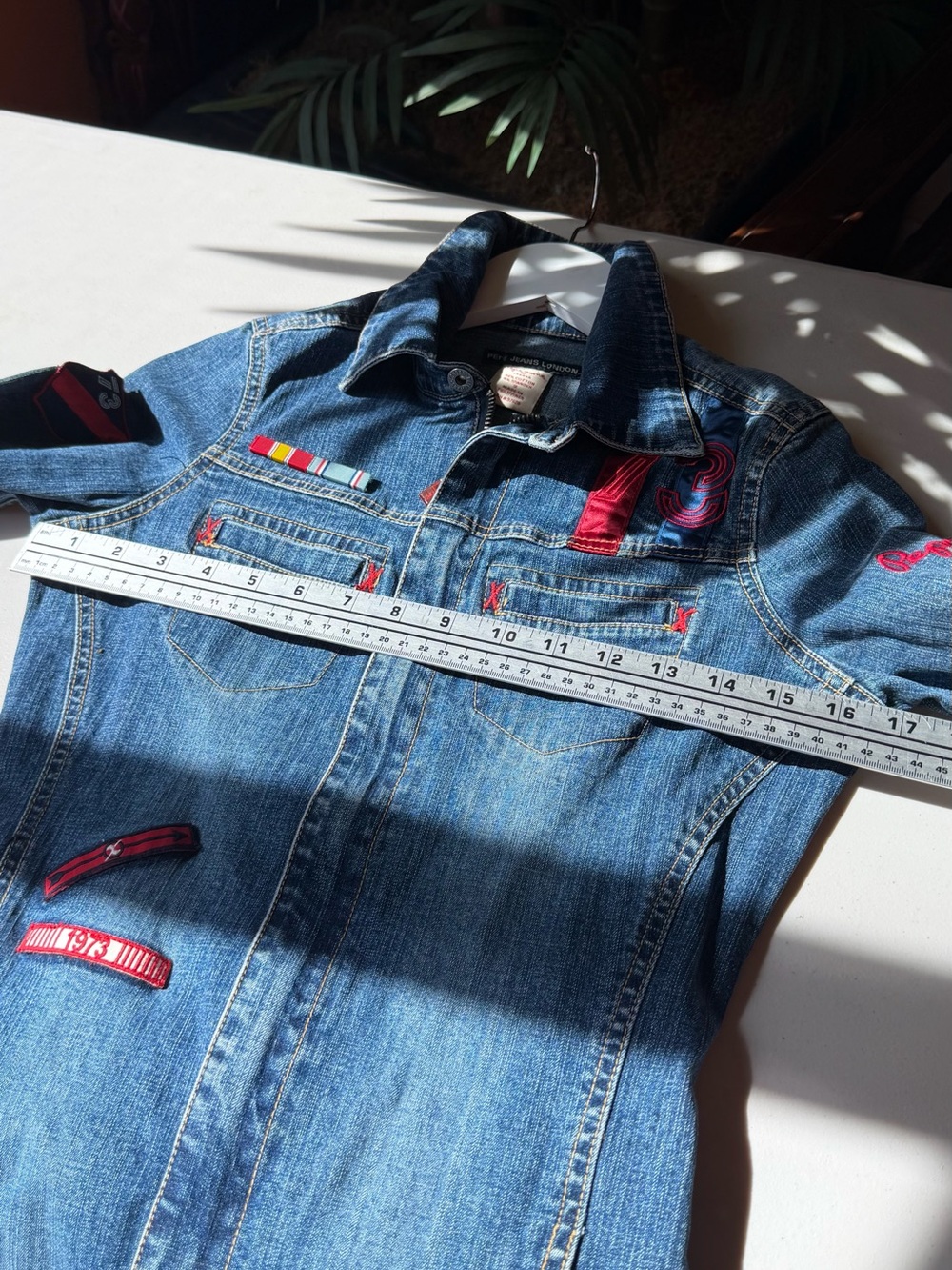 Pepe Jeans London Denim Mini Dress | Y2K Patchwork Stretch Jean Dress - Picture 13 of 14